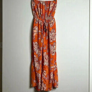 True Destination Orange Floral Jumpsuit